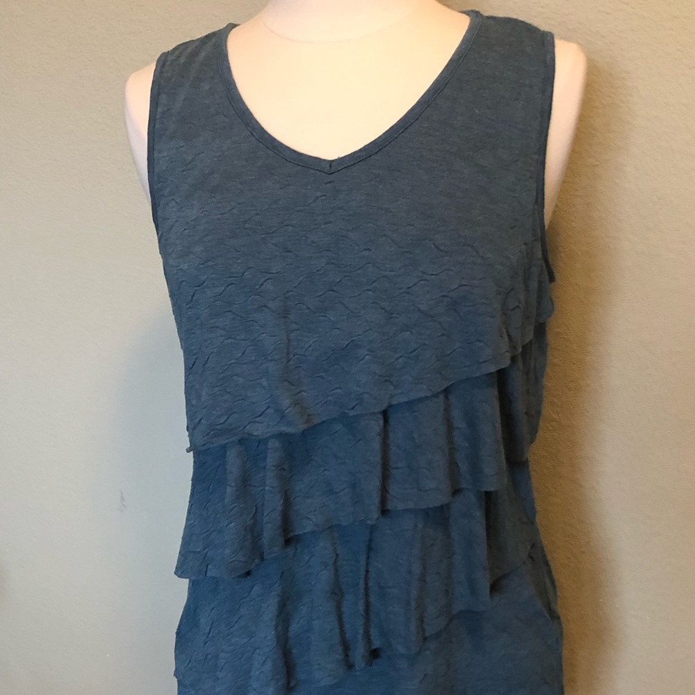 ✌️2 for $10/Coldwater Creek Teal Ruffles Tank Top
